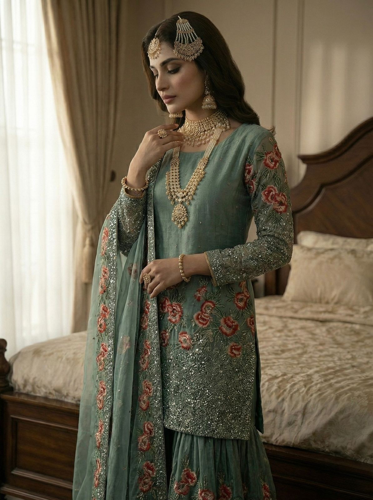 Pure Fandy Silk Pakistani Salwar Kameez Indian Party Wear Sharara Suit Eid Dress