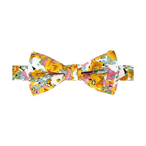 Boy’s Cotton Floral Print Pre-tied Bow Ties Medium 68-pink Yellow