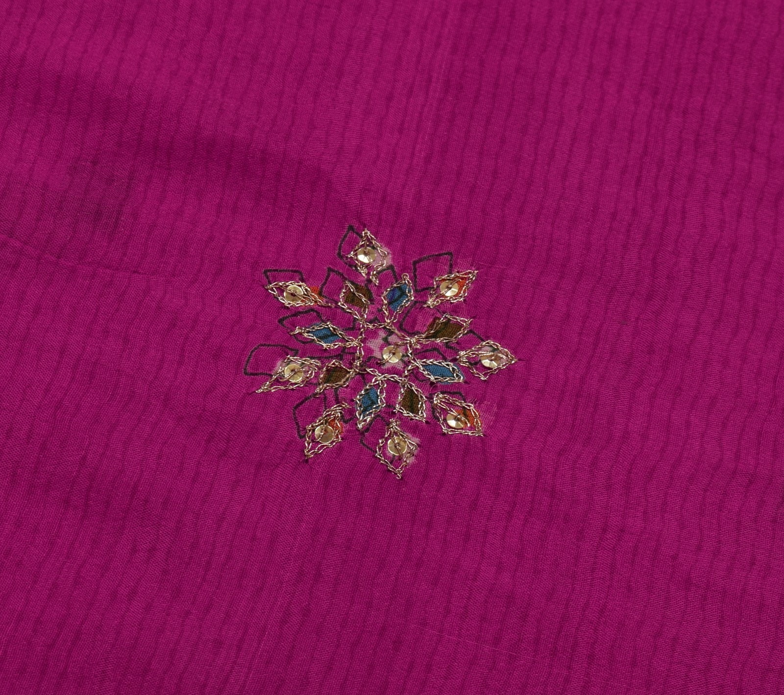 Sushila Vintage Purple Saree 100% Pure Silk Hand Beaded 5 Yard Sari Craft Fabric