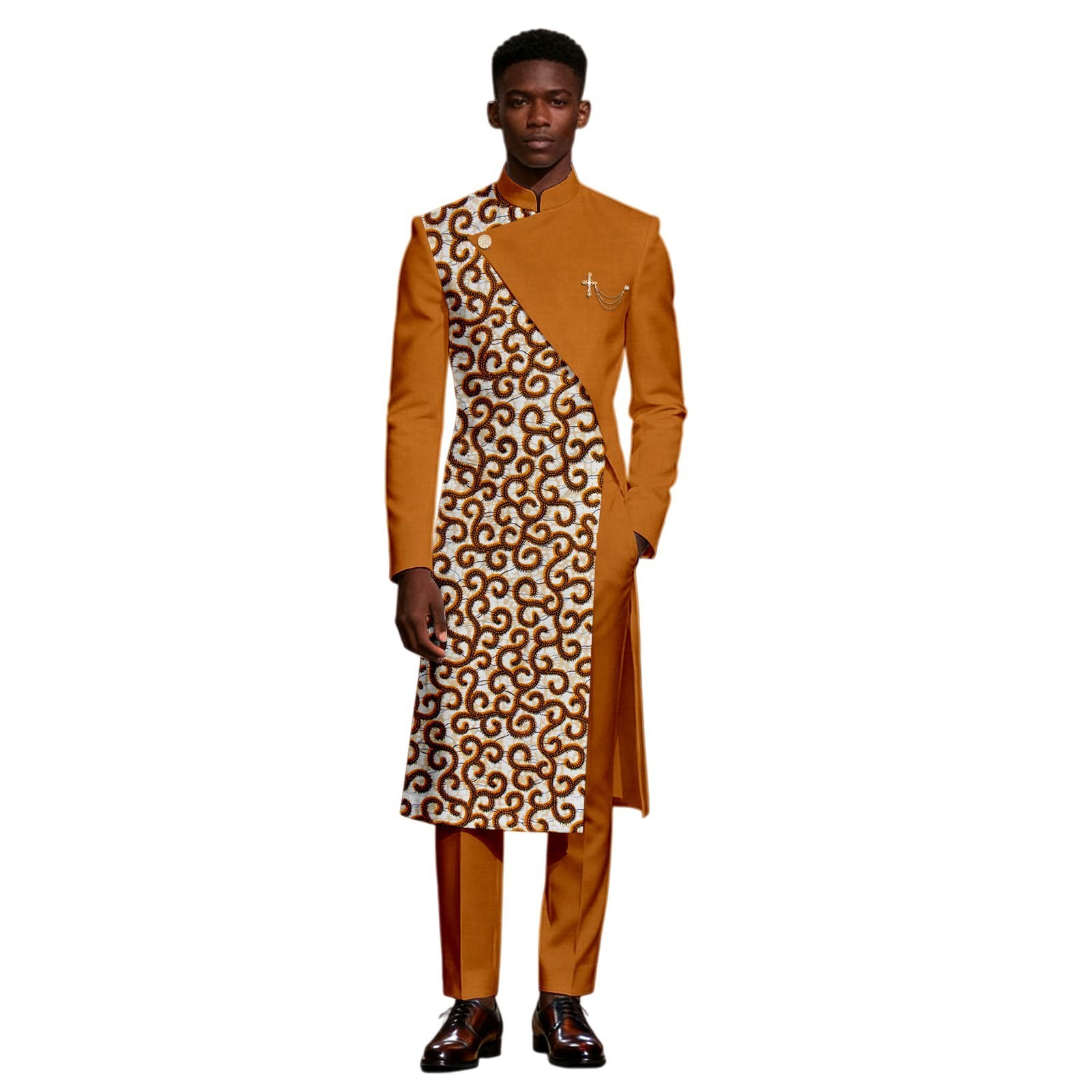 African Suits for Men Dashiki Printed Long Jacket and Pants 2 Piece Set African