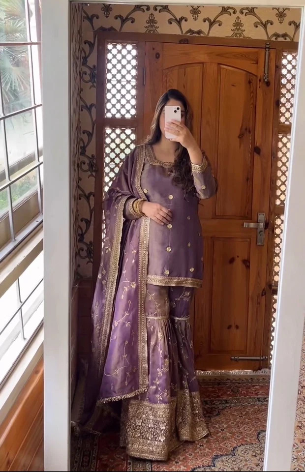 Designer Pakistani Sharara suit Bollywood Women Wedding Wear Salwar Kameez Dress