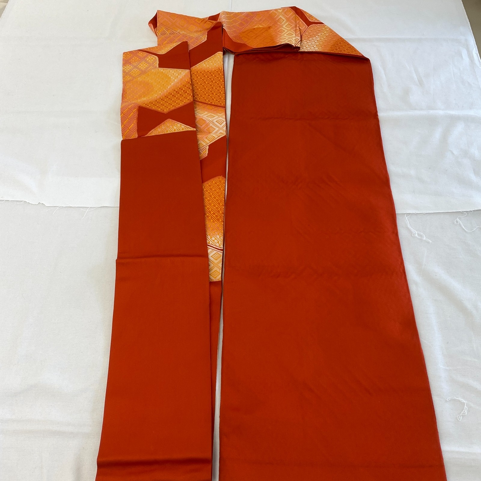 Japanese Vintage Kimono Nagoya Obi Silk Red Traditional Embroidery 139 x 11 in
