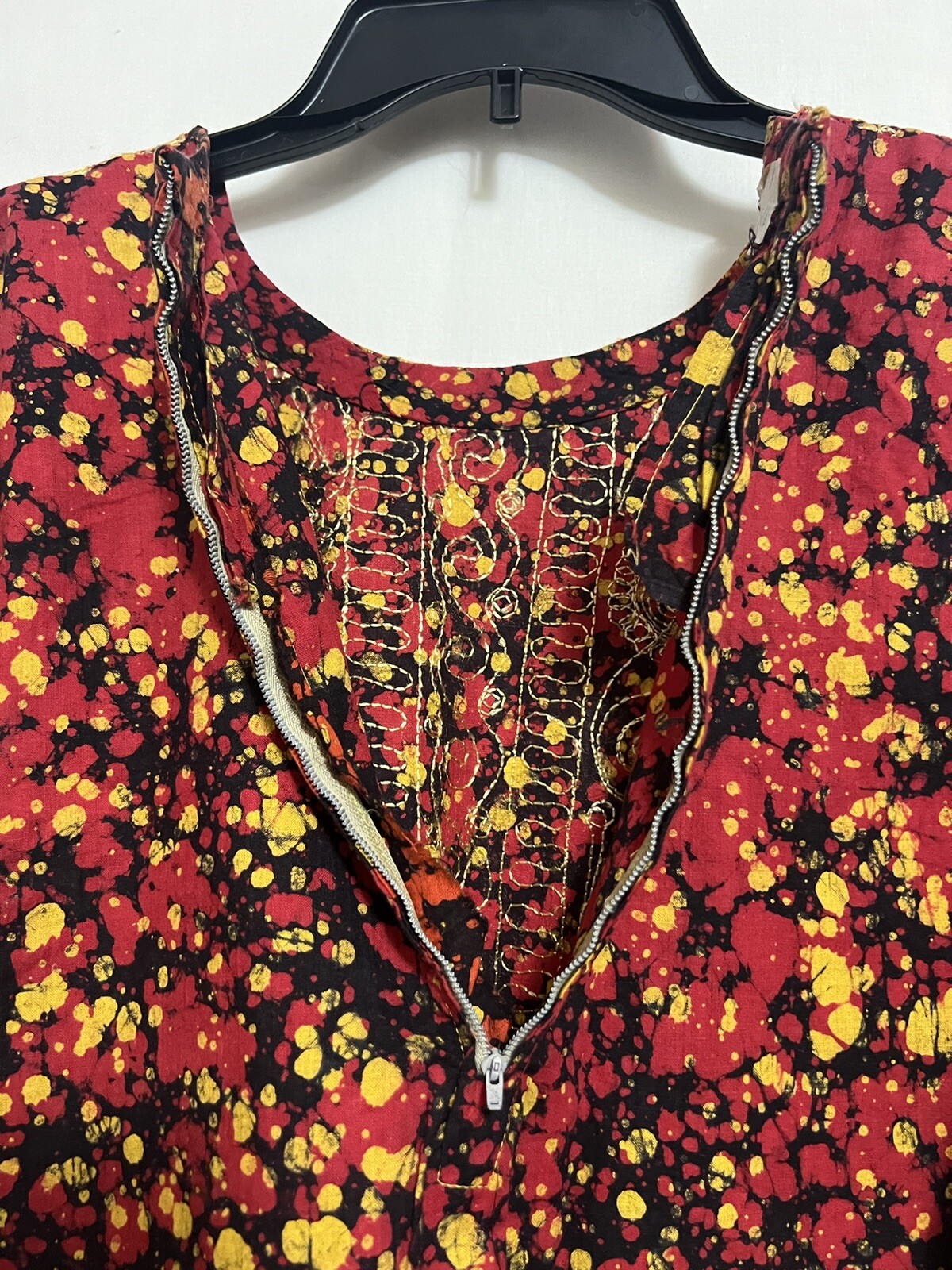Red Blk Gold Women Kurti Kurta Ethnic Sz Small Embroidered Tunic Dress Indian