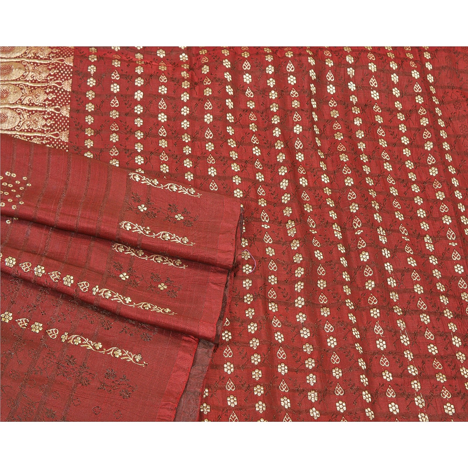 Sanskriti Vintage Brown Pure Satin Sarees Banarasi Brocade Zari Hand-Woven 5+YD