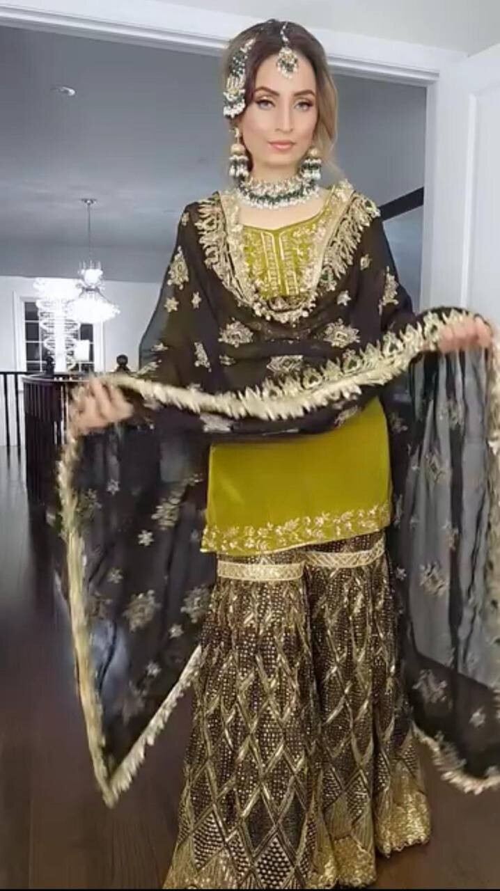 SALWAR KAMEEZ INDIAN PAKISTANI WEDDING PARTY DRESS BOLLYWOOD SHARARA PLAZZO SUIT