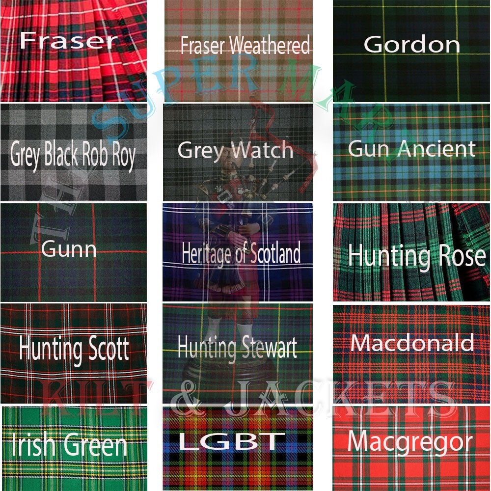 Scottish 8 Yard TARTAN KILT For Men’s Traditional 50 Plus Multi Tartan Kilts