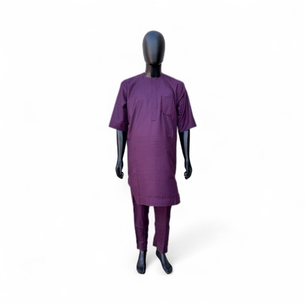 Men,s Classic African Traditional Short Sleeve Shirt and Pant Two Piece