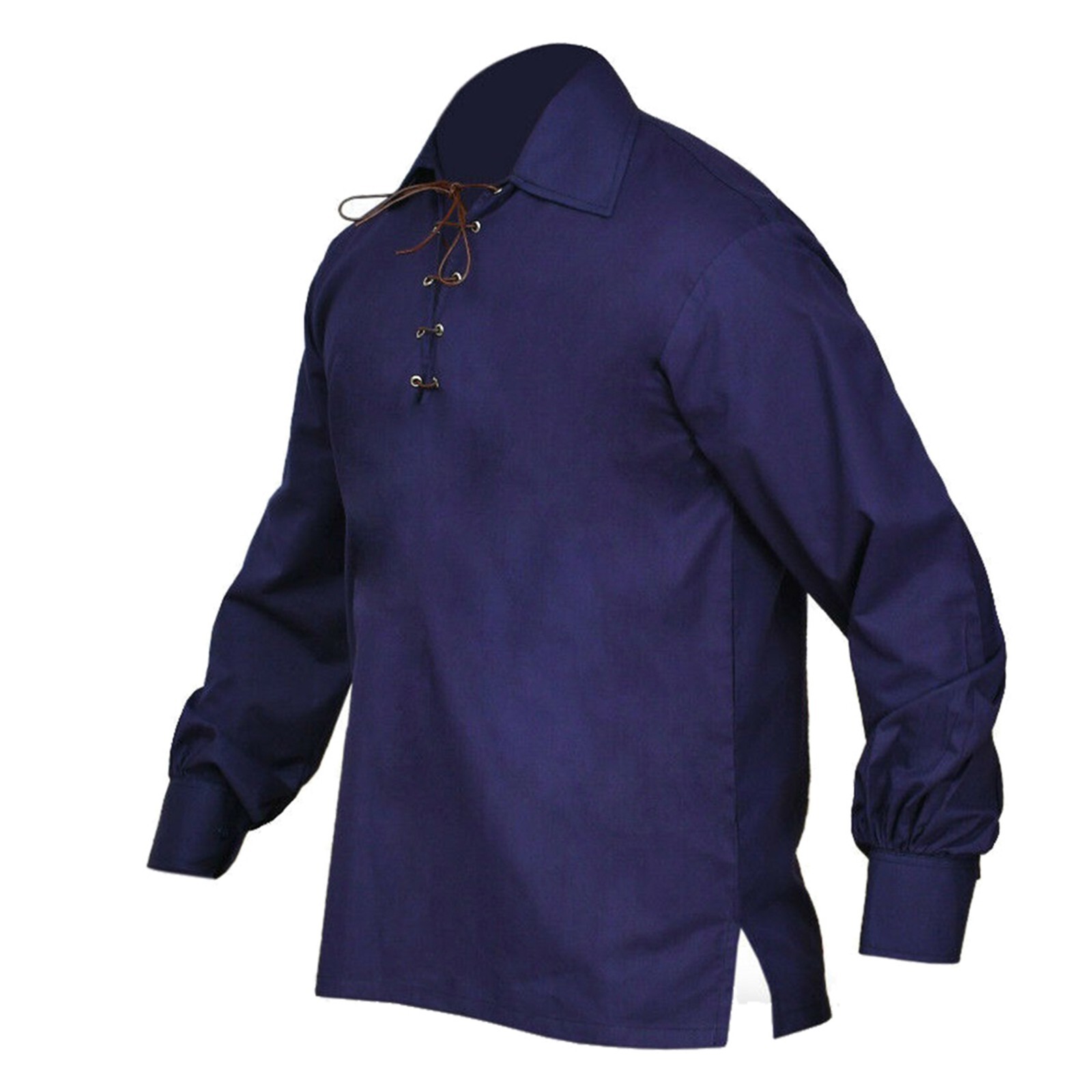 Traditional Scottish Jacobite Ghillie Shirt Navy Blue Highlanders Kilt Outfit