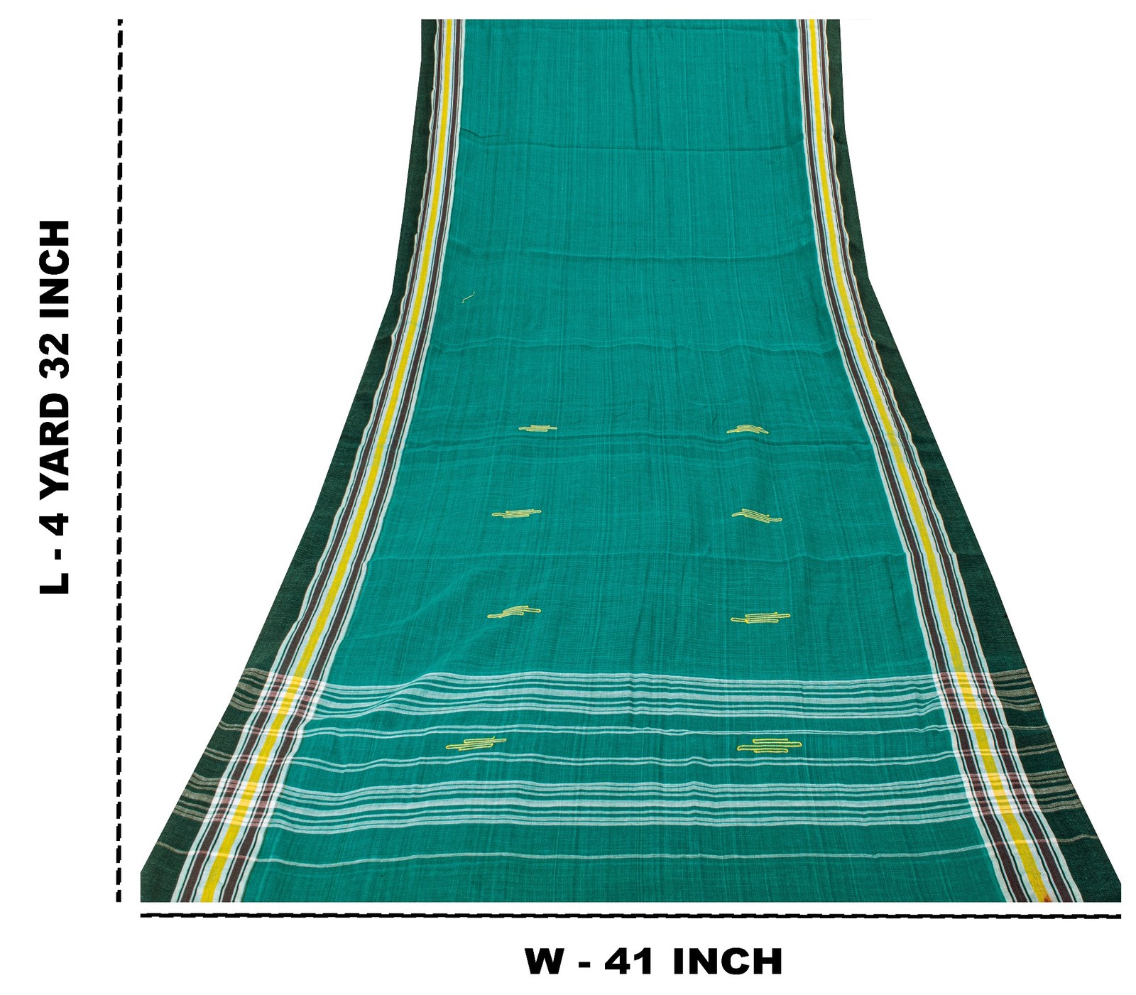 Sanskriti Vintage Blue 100% Pure Cotton Saree Tant Hand Woven Bengali Sari 5.5Yd