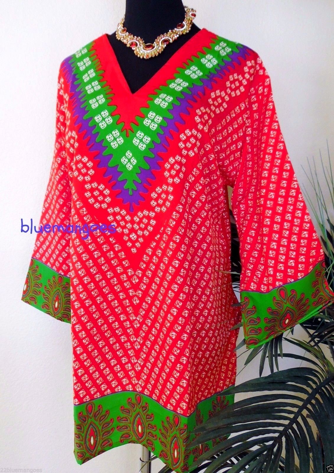LADIES Indian Bollywood kurti kurta Printed Crepe silk Pakistani tunic red NEW