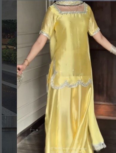 Elegant Yellow Pakistani Style Garara Suit for Women | Hand Embroidered Haldi