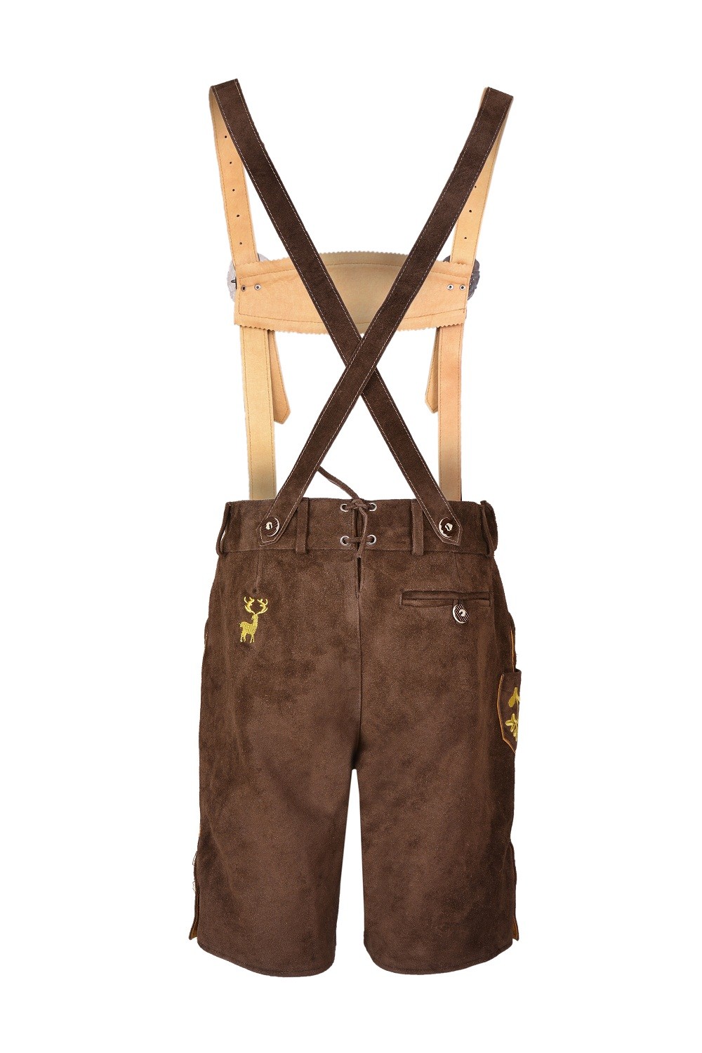 Oktoberfest Lederhosen Bavarian Men German Cowhide Real Leather Matching Shorts