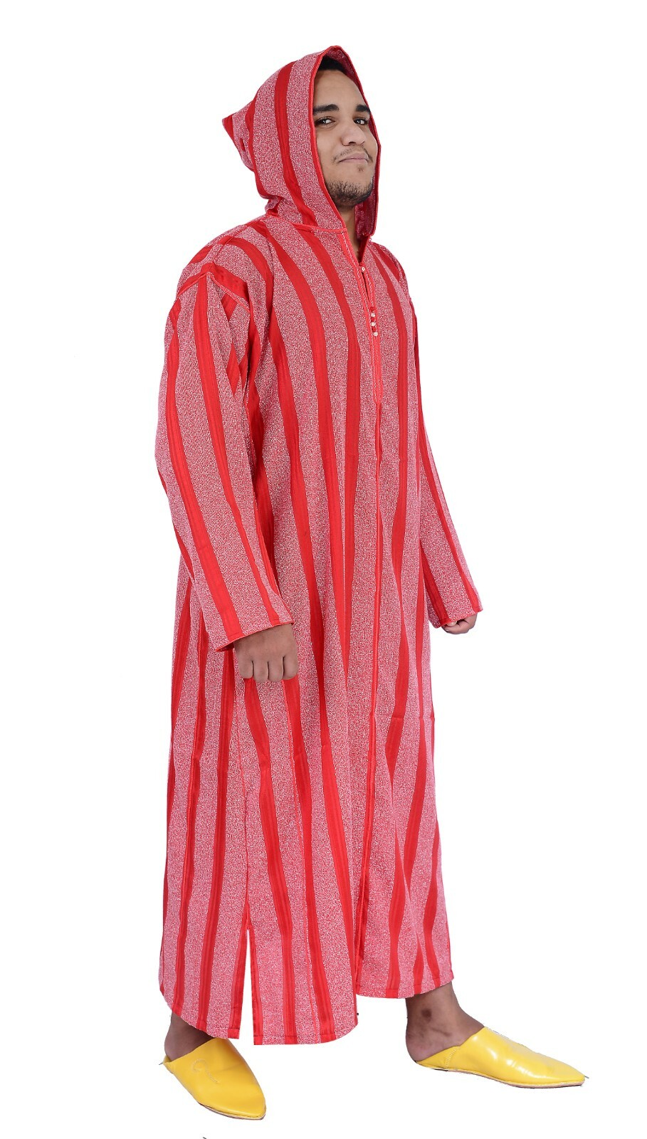 Moroccan Men Djellaba Hooded Caftan Kaftan Thobe Abaya Handmade Arab Red
