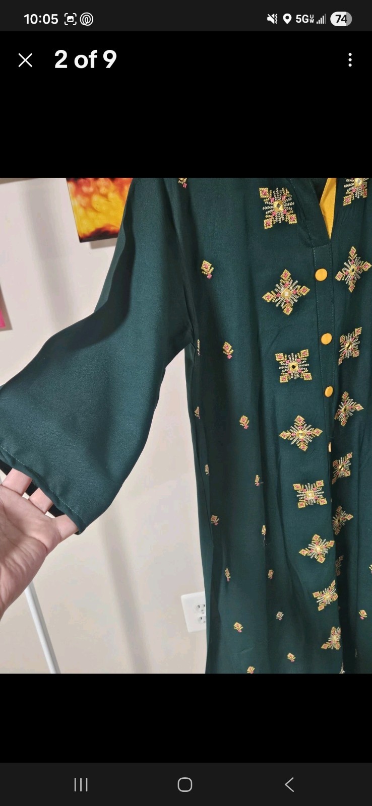 2 Piece Set Green Indian Pakistani Kurta &Limelight Pants Women’s Small Kameez