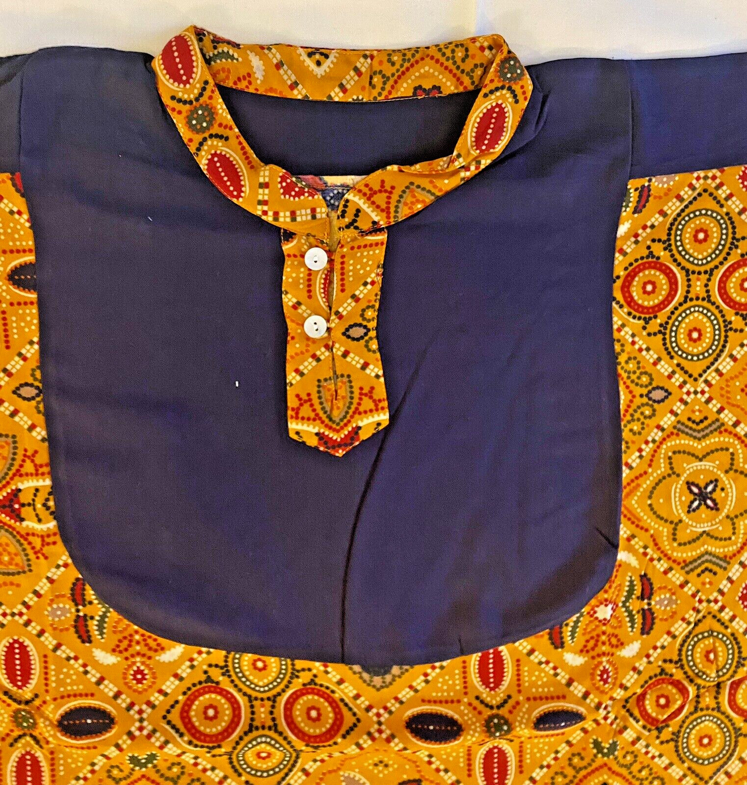 Kaftan Orange Black Geometrical Print Women’s Men’s Unisex Rayon Light Weight