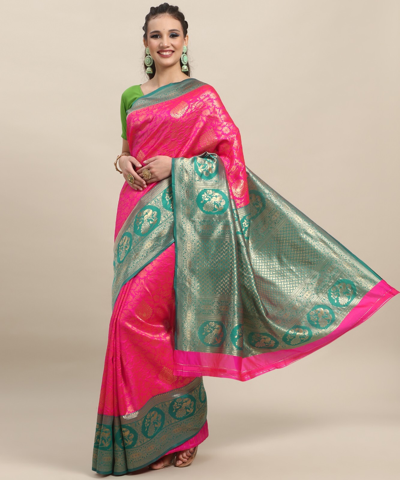 Areca Designer Rajwadi Kanjivaram Silk saree blouses women Saree Cut- 5.5 Meter