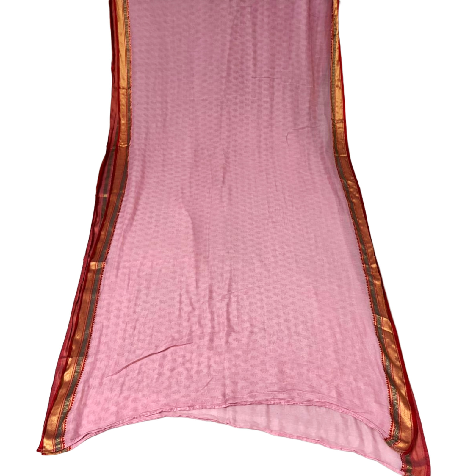 Indian Vintage Saree Women Wrap Dress Used Printed Recycled Fabric Pink Sari 5YD