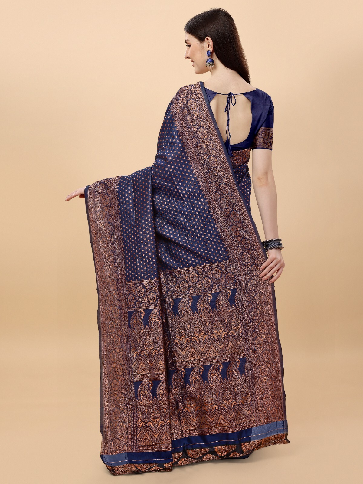 Areca Designer Copper Box Green Silk saree blouses women Saree Cut – 5.5 Meter