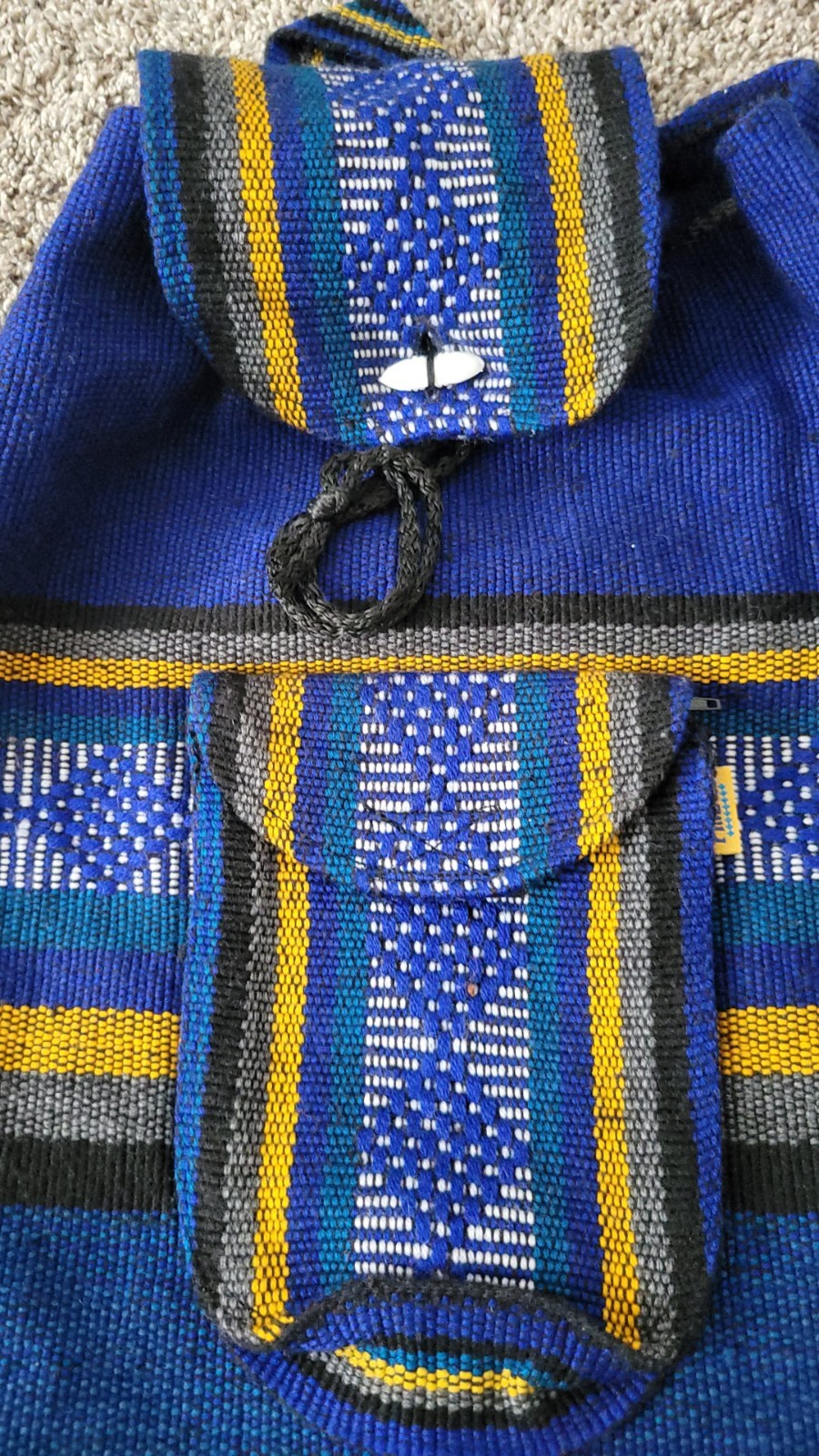 BACKPACK , HIPPIE GEAR , AUTHENTIC PINZON , BLUE YELLOW