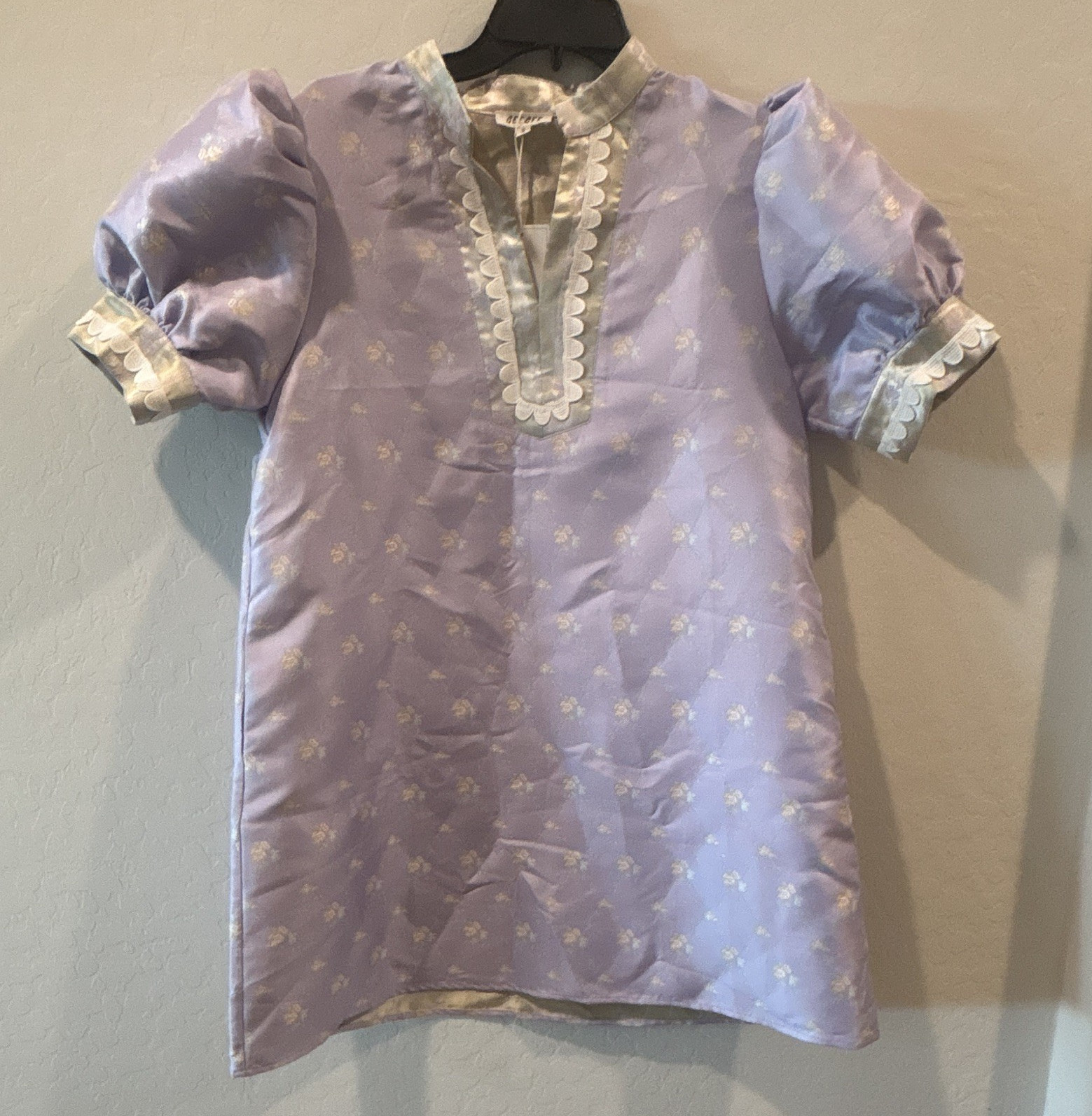 NWT GeeGee Lavender Floral Mini Dress Cottagecore Coquette Sz Small with POCKETS