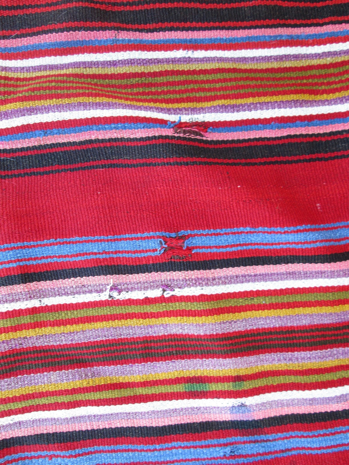 Bolivian Poncho Vintage Multi-Color Red 52 inch by 58 inch Textile