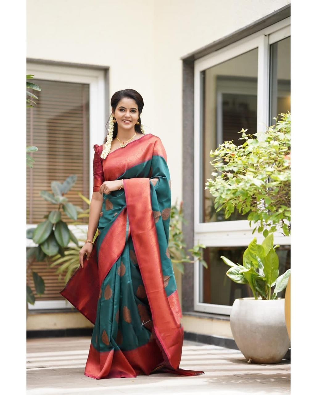 Softy Lichi Silk Saree Jacquard Zari Woven Lightweight Indian Ethnic Sari