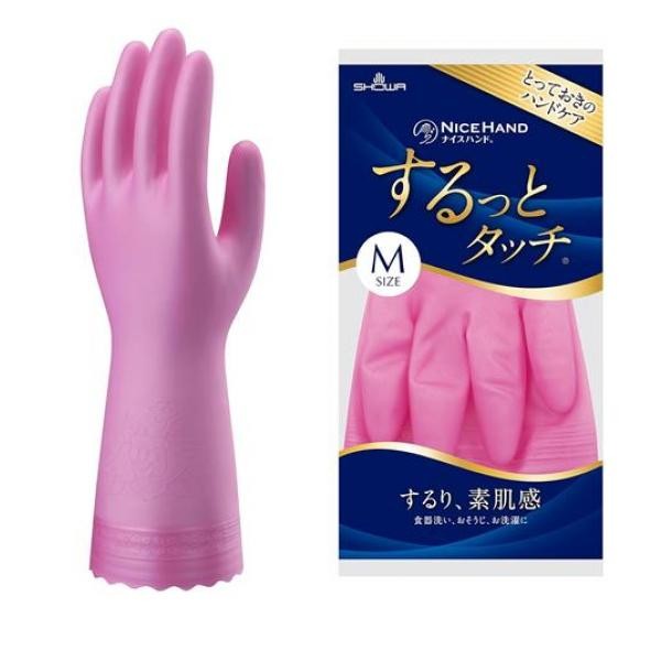 [Showa Glove] [M] [Ruby Pink] Nice Hand Surutto Touch Gloves (1 Pair)