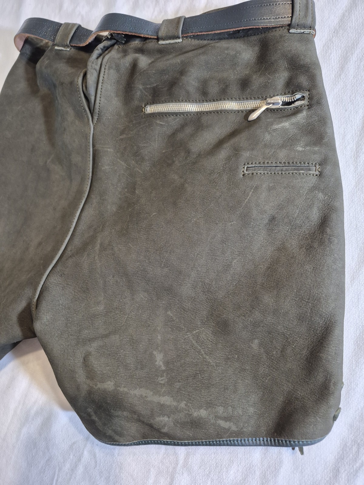 Vintage German Leather Lederhosen Breeches Green Black Octoberfest