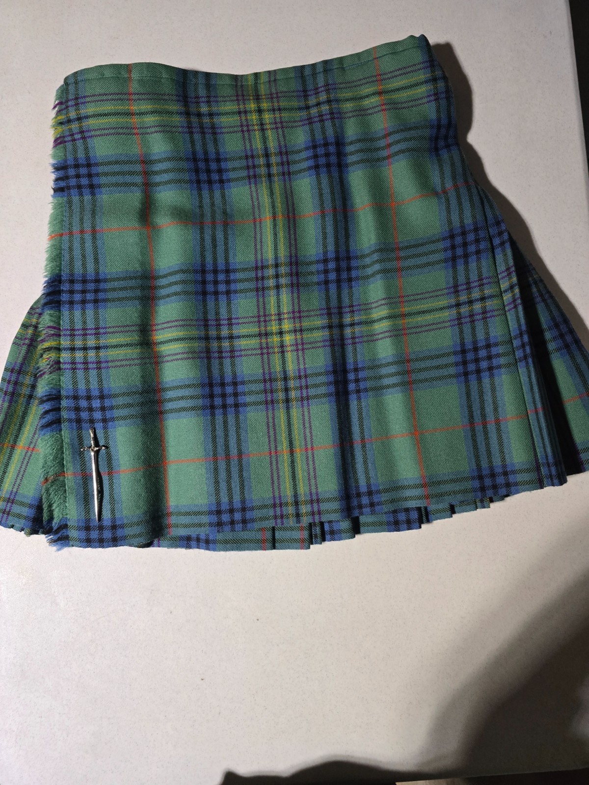 Vintage Scottish Clan Kennedy Tartan Kilt – 8 Yard – Handmade – 50+ Years Old