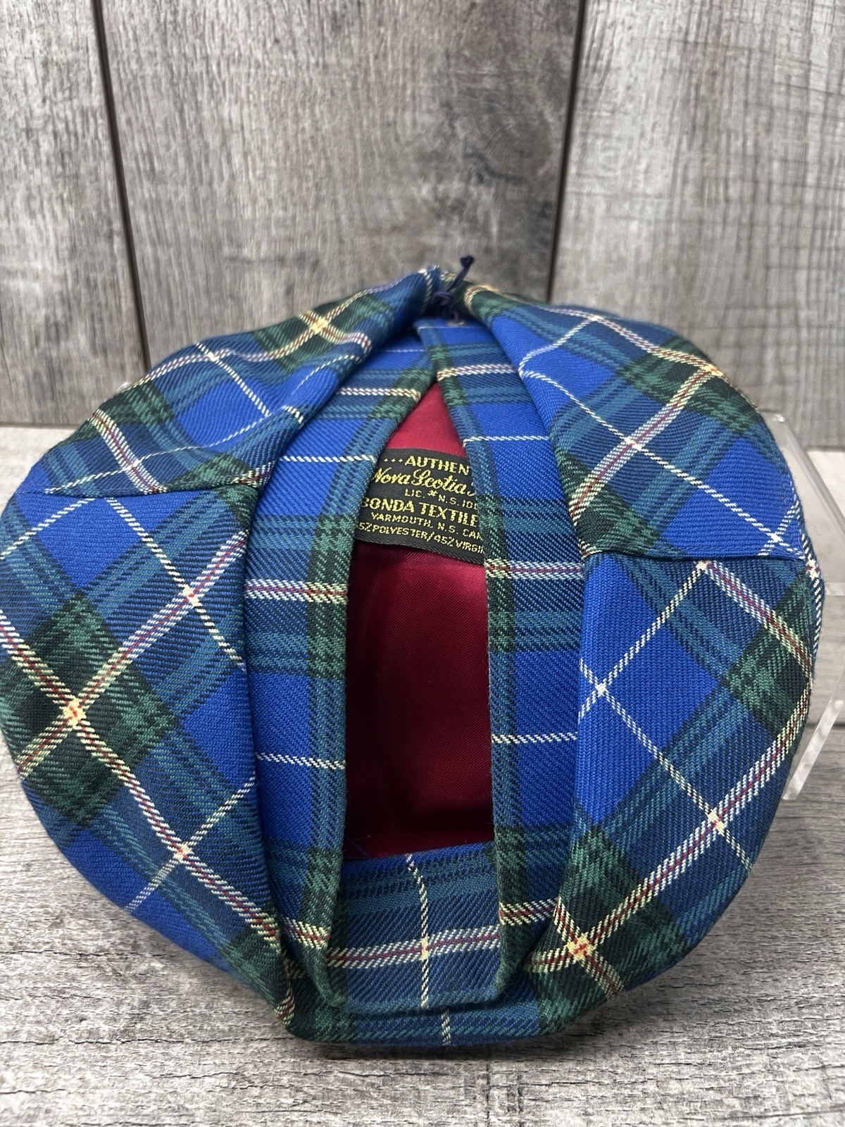 VINTAGE AUTHENTIC NOVA SCOTIA TARTAN TAM Beret Wool Blend EUC