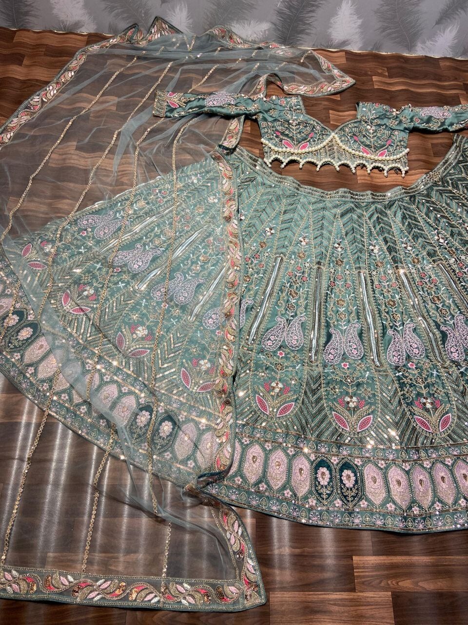 BRIDAL WEAR PURE KASURI SILK DESIGNER LEHENGA CHOLI WITH SOFT NET DUPATTA