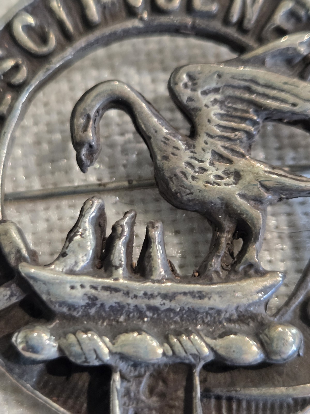 Vintage Scottish Clan Stewart Crest Badge. Often Worn On A Kilt Or Cap. Pewter