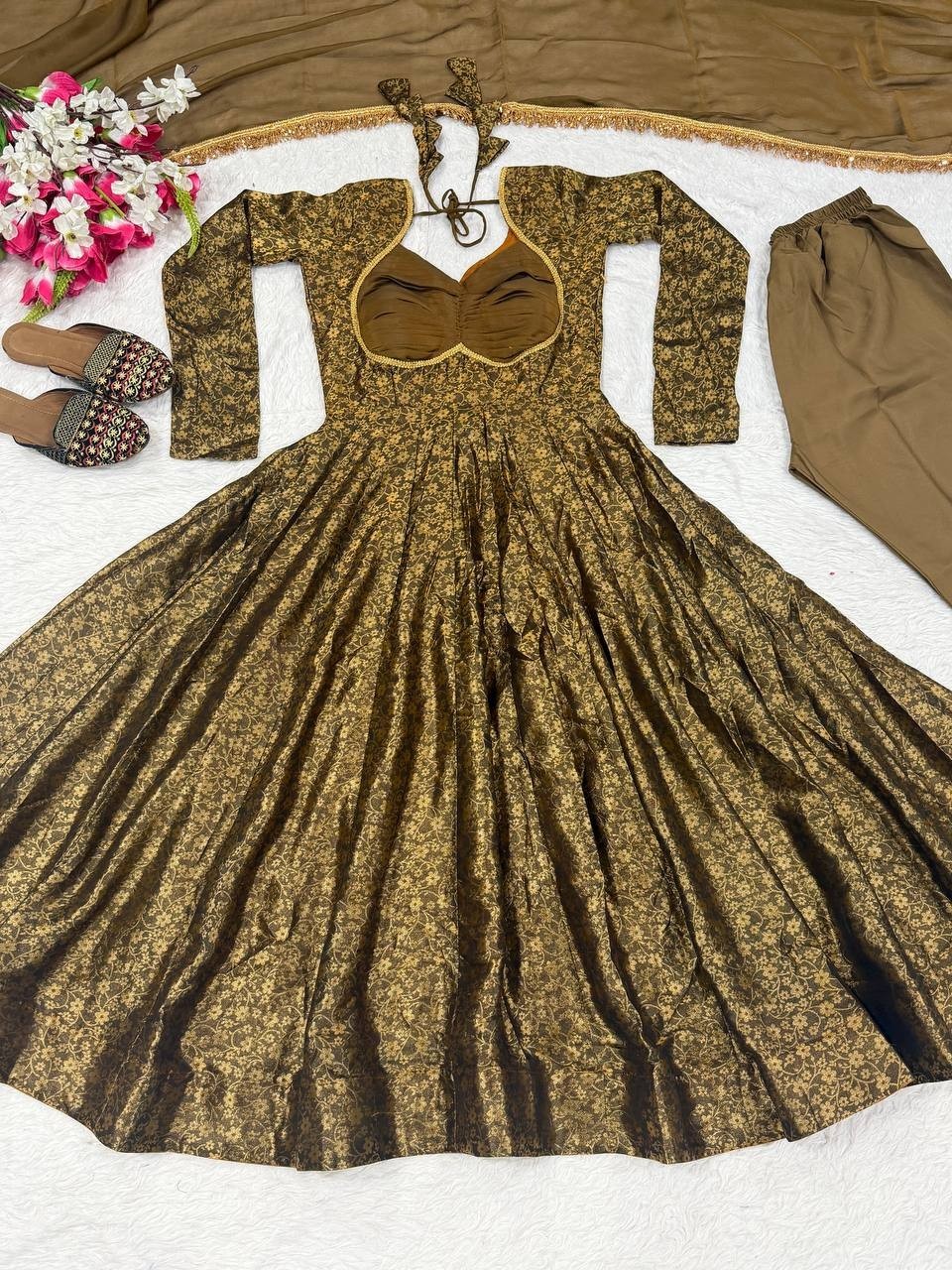 New Beautiful Brocade Jacquard Salwar Kameez with Dupatta For Women & Girls
