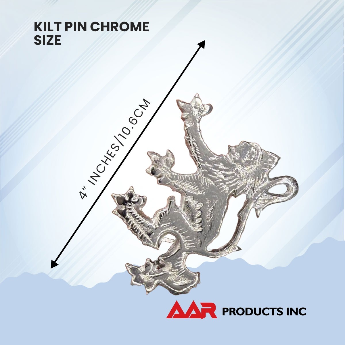AAR Scottish Lion Rampant Kilt Pin Silver Plated Lion Rampant Kilt Pin Brooch
