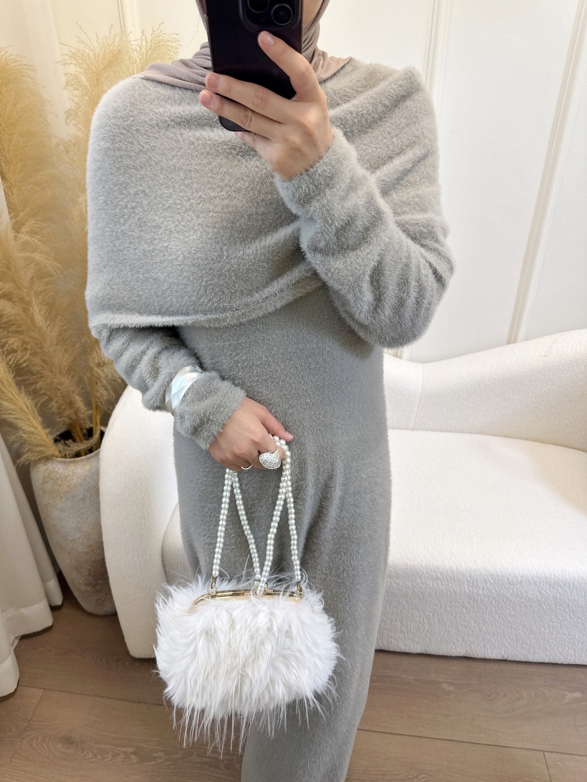 Regular Fit Soft Women Abaya With Belt Fashion Solid Color Sweater Wrap Kaftan