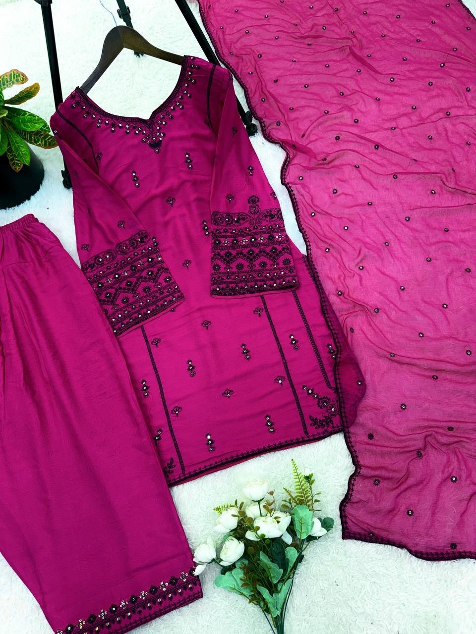 New Launching Rayon Cotton Pink Salwar Suit With Dupatta For Party Wear