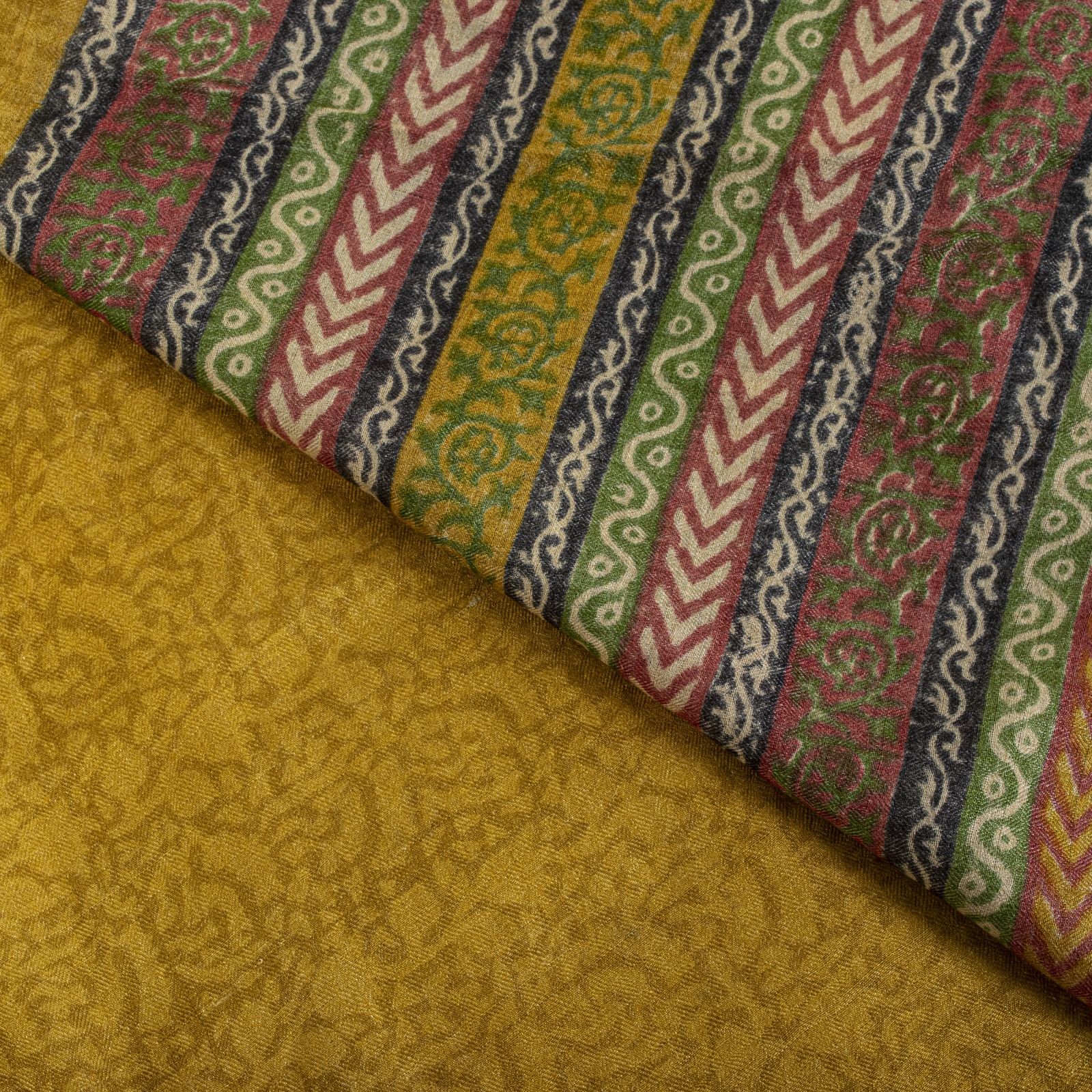 Sanskriti Vintage Yellow Pure Woolen Saree Floral Printed Sari 5Yd Soft Fabric