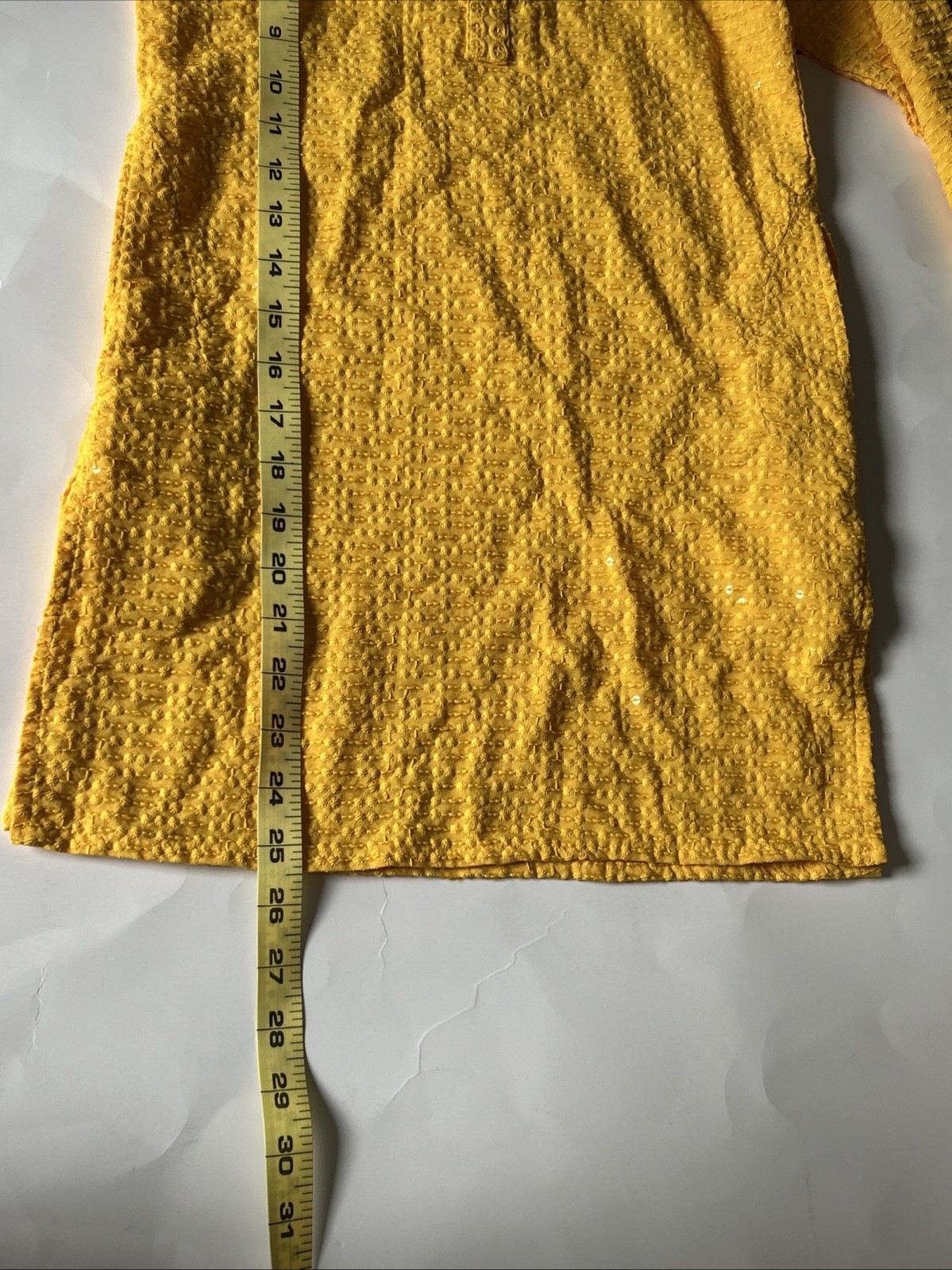 Boys Traditional Chikankari Sequins Kurta Color-Yellow Chest-15in L- 25in New