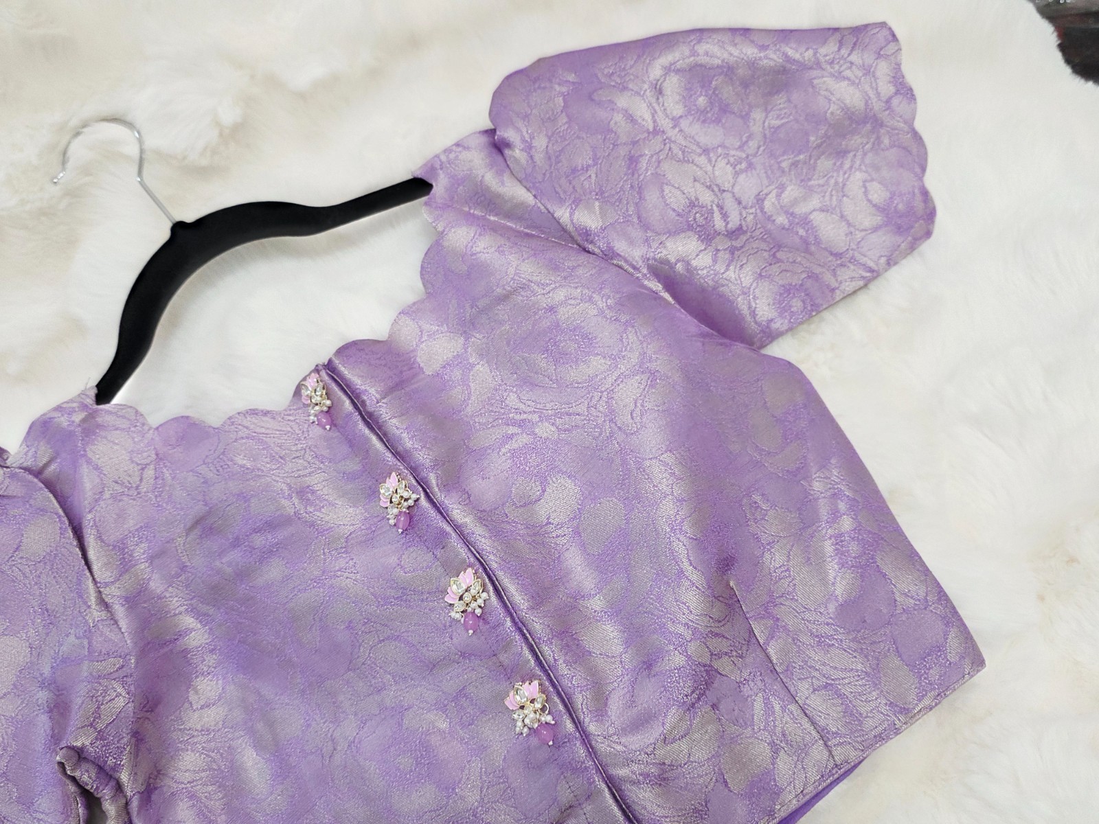 Royal Lavender Benarasi Brocade Designer Stitched Blouse Size 34 – 40