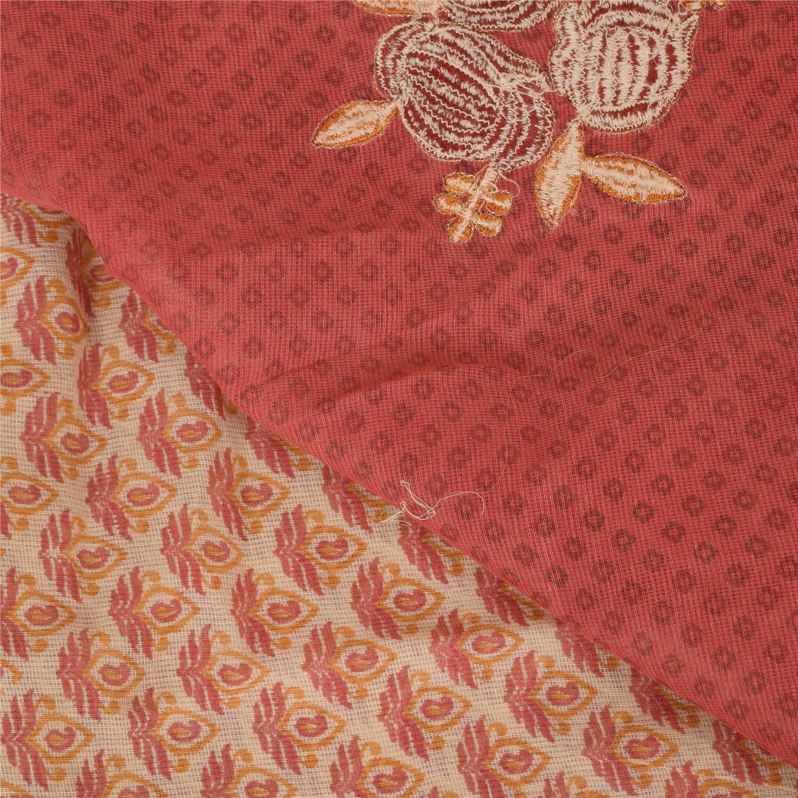 Sanskriti Vintage Sarees Pure Cotton Embroidered Printed Kota Sari Craft Fabric