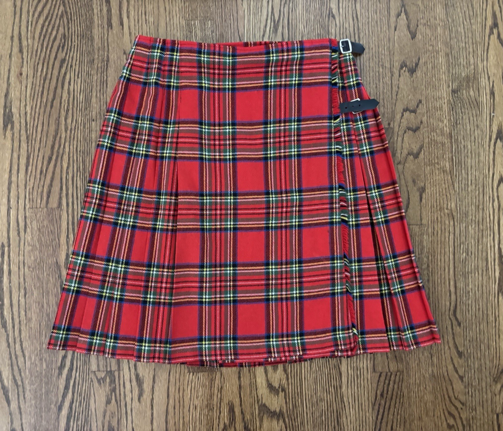 Vintage F.J. Bacon Made In England Red Plaid Scottish Kilt Size 44 Waist 32”