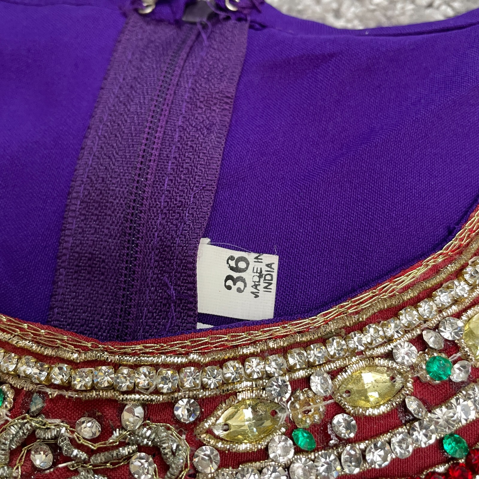 Unbranded Rhinestones Indian Dress Womens 36 Purple Short Sleeve Salwar Kameez