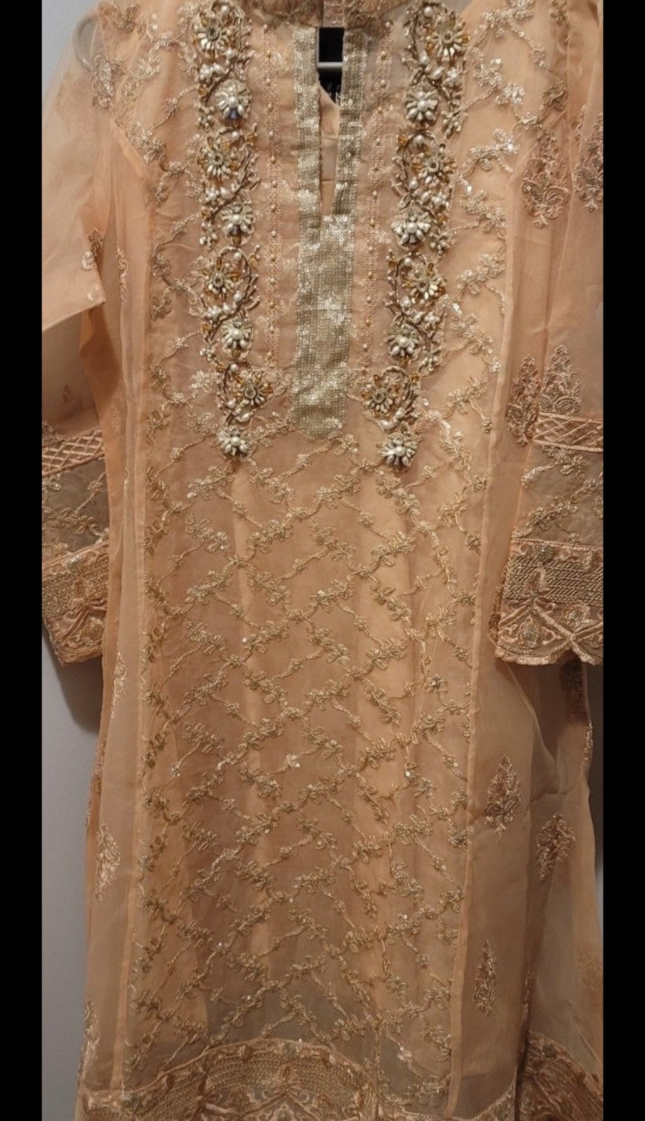 Peach Formal Dress Pakistani, Size Medium