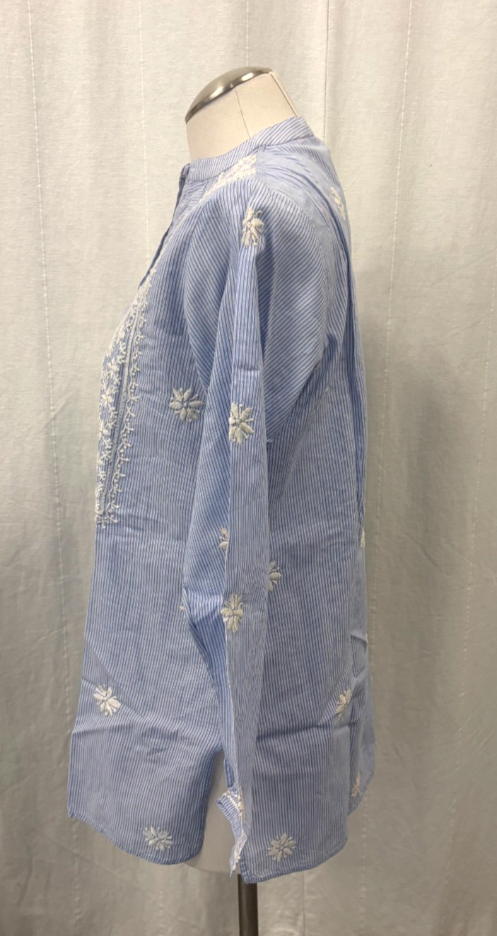 Chikankari Embroidered Lal Behari Tandon Medium Kurta Blouse Top Handloom Shirt