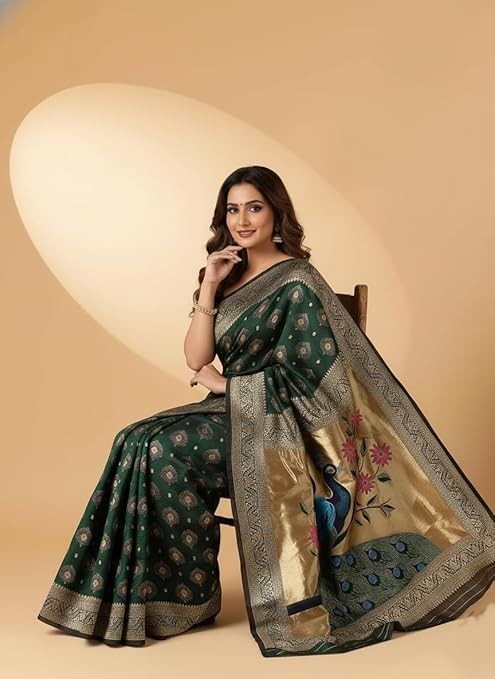 Women’s Banarasi Kanjivaram Art Silk Saree with Blouse Material