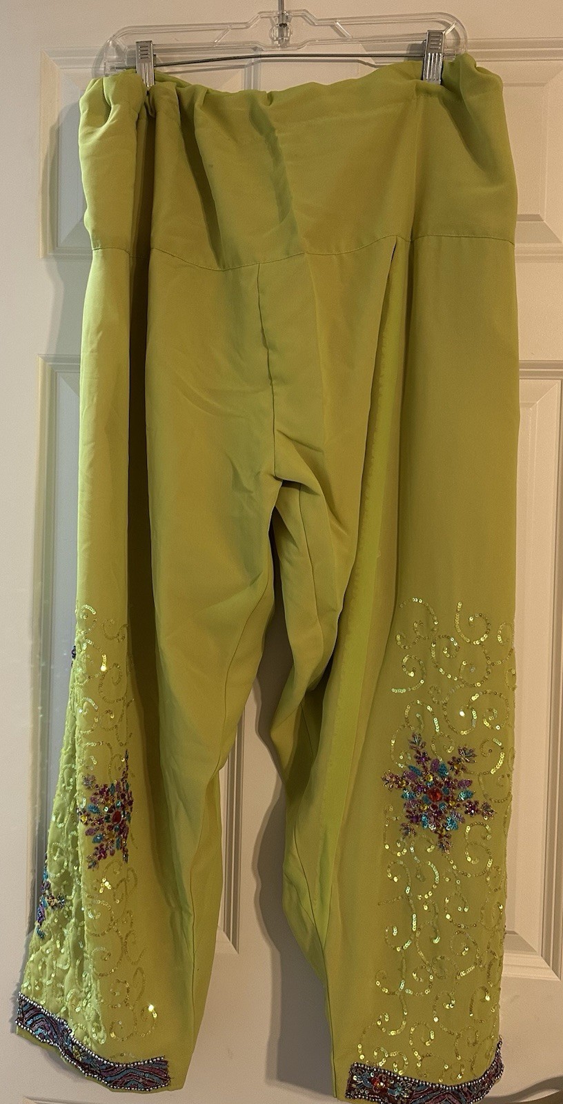 Handmade punjabi Indian Pakistani 3pc Salwar Kameez Lime Green See Pics For Size