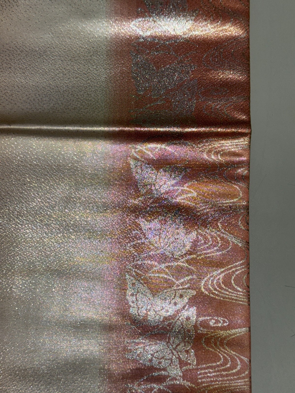 Japanese Vintage Kimono Nagoya Obi polyester silver expensive tradition 137x11in