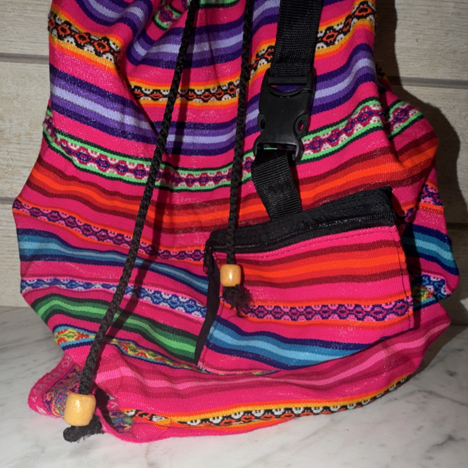 Colorful Latin American Patterned Cotton Backpack Multi-Color Unisex Adult