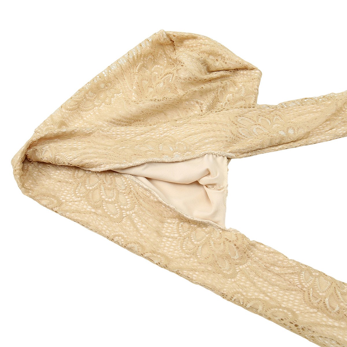 Muslim Women Bonnet Cap Head Wrap Lace Crinkle Long Tail Pre-Tied Turban Hijabs