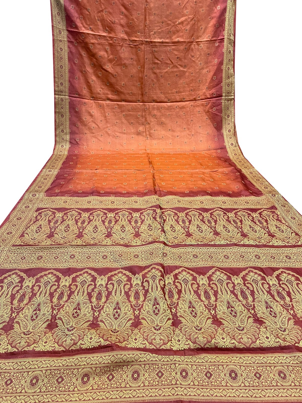 Vintage Tussar Silk Saree, Upcycled Printed Tussah Silk DIY Fabric TS1087